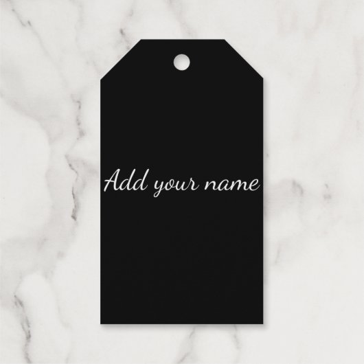 黒の追加無地の名文字メッセージをここにスローpilo ギフトタグ (裏面)