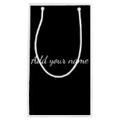 黒の追加無地の名文字メッセージをここにスローpilo スモールペーパーバッグ (正面)