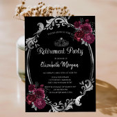 黒の退職ギフト バラのシルバーフレーム 招待状