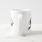 黒の邪悪なサメ ジャンボコーヒーマグカップ (裏面)