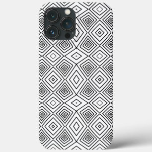 黒の部族のダイヤモンド泥の布アフリカパターン iPhone 13 PRO MAXケース