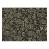 黒の金エンボスのペイズリーパターン テーブルクロス (正面(横))