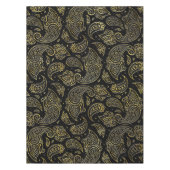 黒の金エンボスのペイズリーパターン テーブルクロス (正面)