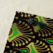 黒の金ゴールドと緑のアールデコパターン ビーチタオル (インサイチュ)