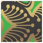 黒の金ゴールドと緑のアールデコパターン ファブリック (クローズアップ)