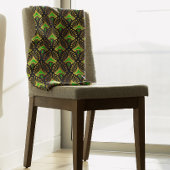 黒の金ゴールドと緑のアールデコパターン フリースブランケット