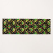 黒の金ゴールドと緑のアールデコパターン ヨガマット (正面(横))