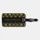黒の金ゴールドと緑のアールデコパターン ラゲッジタグ (裏面横)