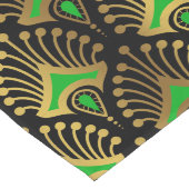 黒の金ゴールドと緑のアールデコパターン ロングテーブルランナー (コーナー)