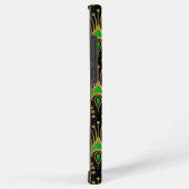 黒の金ゴールドと緑のアールデコパターン SAMSUNG GALAXYケース (右側面)