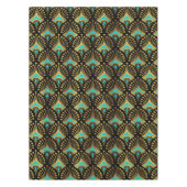 黒の金ゴールドと青のアールデコパターン テーブルクロス (正面)