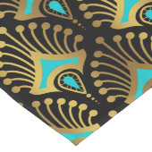 黒の金ゴールドと青のアールデコパターン ロングテーブルランナー (コーナー)