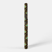 黒の金ゴールドと青のアールデコパターン SAMSUNG GALAXYケース (右側面)