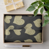 黒の金ゴールドのグリッターのハート 薄葉紙 (ギフト)