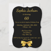 黒の金ゴールドの弓の輝きで60th誕生日パーティー 招待状 (裏面)