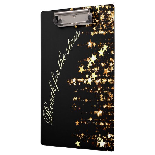 黒の金ゴールドの星を撃つ星のために達して下さい クリップボード (左)