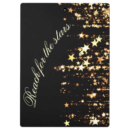 黒の金ゴールドの星を撃つ星のために達して下さい クリップボード (裏面)