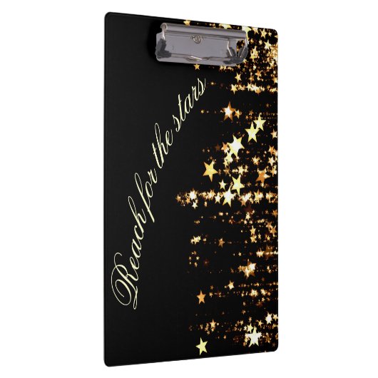 黒の金ゴールドの星を撃つ星のために達して下さい クリップボード (右)