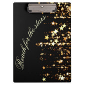 黒の金ゴールドの星を撃つ星のために達して下さい クリップボード (正面)