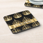 黒の金ゴールドの王冠パターン コースター (左側)