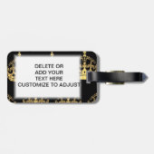 黒の金ゴールドの王冠パターン ラゲッジタグ (裏面横)