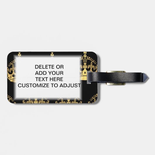 黒の金ゴールドの王冠パターン ラゲッジタグ (裏面横)