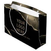 黒の金ゴールドエレガントがここにロゴを貼り付けます ラージペーパーバッグ (裏面アングル)