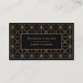 黒の金ゴールドエレガントアールデコ幾何学 名刺 (正面)