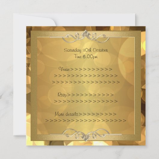 黒の金ゴールドエレガントバブルメタルフレームパーティー2 招待状 (裏面)