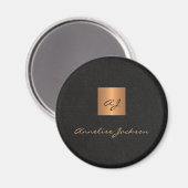 黒の金ゴールドエレガントモノグラパーソナライズされたム名 マグネット (正面/裏面)