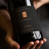 黒の金ゴールドエレガント名パーソナライズされたスクリプト ワインラベル