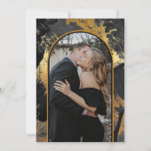 黒の金ゴールドエレガント抽象芸術結婚写真 招待状 (裏面)