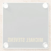 黒の金ゴールドカラープロフェッショナルの名前の追加 ガラスコースター (裏面)