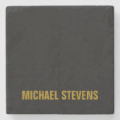 黒の金ゴールドカラープロフェッショナルの名前の追加 ストーンコースター (正面)