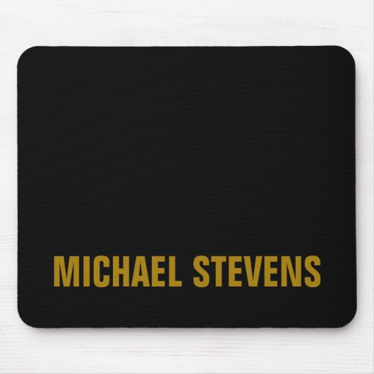 黒の金ゴールドカラープロフェッショナルの名前の追加 マウスパッド (正面)