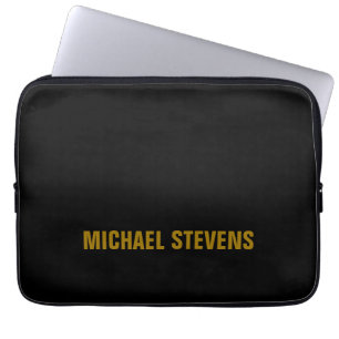 黒の金ゴールドカラープロフェッショナルの名前の追加 ラップトップスリーブ