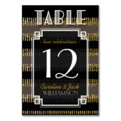 黒の金ゴールドストライプ+アールデコテーブル番号カード テーブルナンバー (裏面)