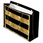 黒の金ゴールドストライプ ラージペーパーバッグ (正面アングル)