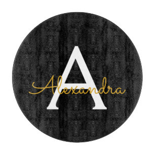 黒の金ゴールドスモダンクリガーリープトのモノグラム名 カッティングボード