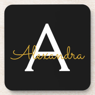 黒の金ゴールドスモダンクリガーリープトのモノグラム名 コースター