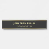 黒の金ゴールドテンプレートクラシックルックロング サインプレート (正面)