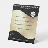 黒の金ゴールドバナー(ロゴ付きデスクトップオフィス8x10) 台座サイン (正面)