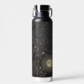 黒の金ゴールドパタ占星術のーン ウォーターボトル (正面)