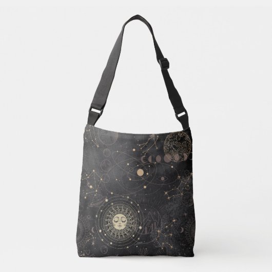 黒の金ゴールドパタ占星術のーン クロスボディバッグ (正面)