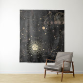 黒の金ゴールドパタ占星術のーン タペストリー (インサイチュ)