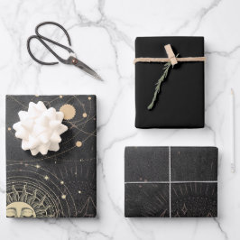 黒の金ゴールドパタ占星術のーン ラッピングペーパーシート