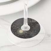 黒の金ゴールドパタ占星術のーン ワイングラスタグ (クローズアップ)