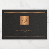 黒の金ゴールドパーソナライズされたイニシャル名スクリプト リキュールボトルラベル (シングルラベル)