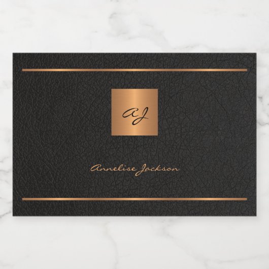 黒の金ゴールドパーソナライズされたイニシャル名スクリプト リキュールボトルラベル (シングルラベル)