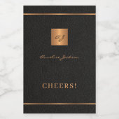 黒の金ゴールドパーソナライズされたイニシャル名スクリプト ワインラベル (シングルラベル)